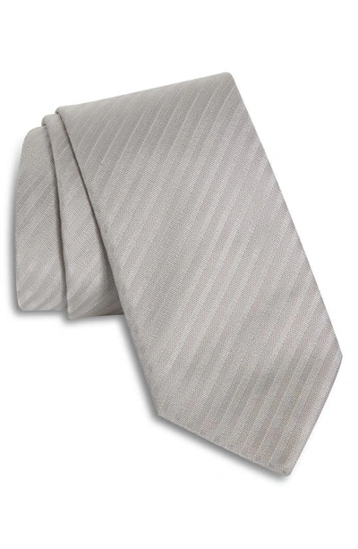 Zegna Textured Stripe Silk Tie In Brown