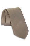 Zegna Microchevron Silk Tie In Medium Beige