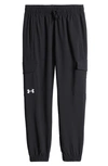 Under Armour Kids' Ua Pennant Woven Cargo Pants In Black / Black / White