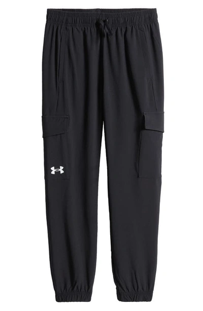 Under Armour Kids' Ua Pennant Woven Cargo Pants In Black / Black / White