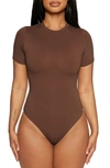 Naked Wardrobe The Nw Lovin' The Crew T-shirt Bodysuit In Chocolate