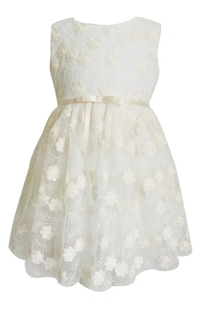Popatu Babies' Floral Lace Bow Dress In Ivory