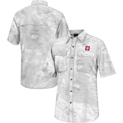 Colosseum White Indiana Hoosiers Realtree Aspect Charter Full-button Fishing Shirt