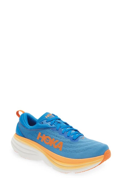 Hoka Bondi 8 Running Shoe In Coastal Sky/ Vibrant Orange