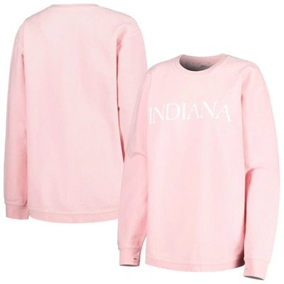 Pressbox Pink Indiana Hoosiers Comfy Cord Bar Print Pullover Sweatshirt