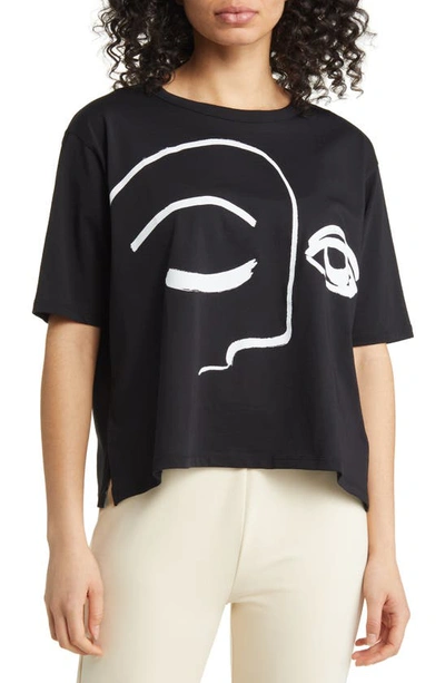 Masai Copenhagen Doreann Cotton Abstract Graphic Tee In Black