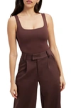 Good American Modern Tank Bodysuit In Dark Cocoa