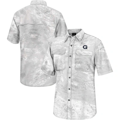 Colosseum White Georgetown Hoyas Realtree Aspect Charter Full-button Fishing Shirt