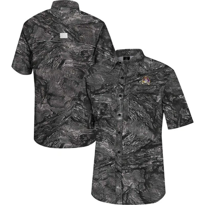 Colosseum Charcoal Ecu Pirates Realtree Aspect Charter Full-button Fishing Shirt