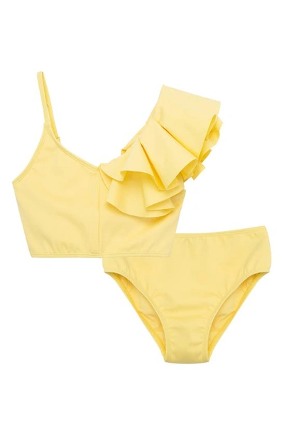 Habitual Kids' Palm Springs Ruffle Two-piece Swimsuit In Light Yellow