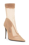 Dolce & Gabbana Pointed Toe Tulle Sock Bootie In Salmon Makup