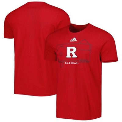 Adidas Originals Adidas Scarlet Rutgers Scarlet Knights Locker Lines Baseball Fresh T-shirt
