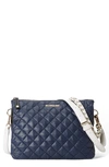 Mz Wallace Large Crosby Pippa Quilted Crossbody Bag In Dawn/white/silver