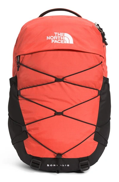 The North Face Borealis Water Repellent Backpack In Retro Orange/ Black