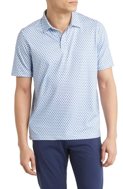 Johnston & Murphy Xc4® Floral Medallion Performance Golf Polo In White/ Blue