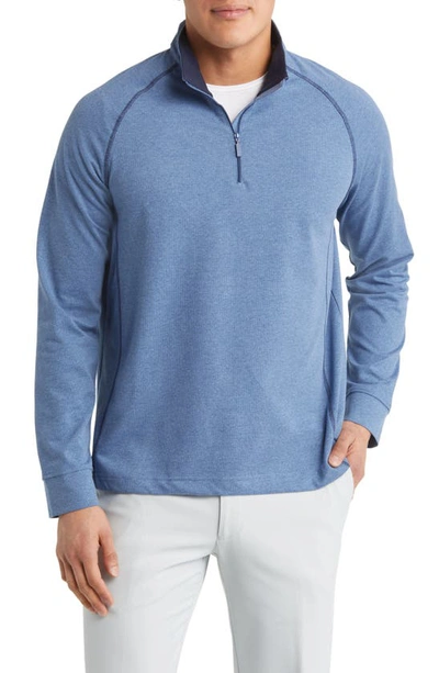 Johnston & Murphy Xc4® Quarter Zip Piqué Performance Golf Pullover In Blue