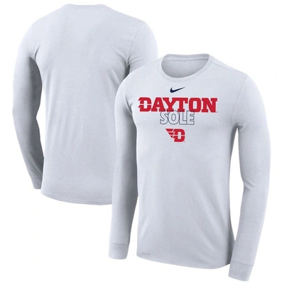 Nike White Dayton Flyers 2023 On Court Bench Long Sleeve T-shirt