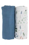 Little Unicorn 2-pack Muslin Swaddle Blanket In Dragon Days
