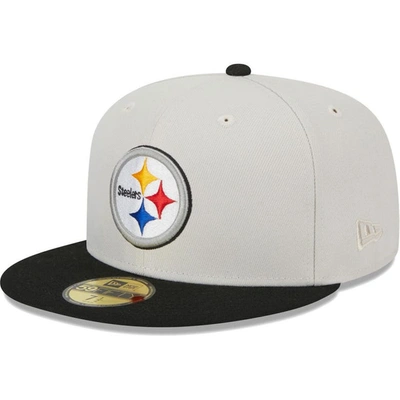 New Era Men's  Khaki, Black Pittsburgh Steelers Super Bowl Champions Patch 59fifty Fitted Hat In Khaki,black