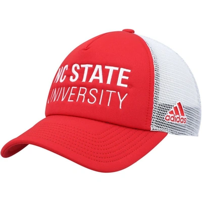 Adidas Originals Men's Adidas Red, White Nc State Wolfpack Foam Trucker Snapback Hat In Red,white