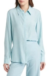 Argent Silk Charmeuse Blouse In Dusty Blue