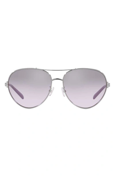 Tory Burch 58mm Gradient Mirrored Pilot Sunglasses In Violet