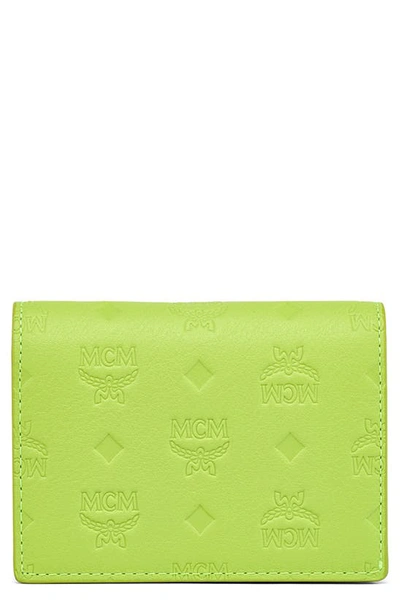 Mcm Aren Flap Trifold Mini Wallet In Acid Lime