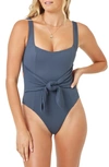 L*space Balboa Tie Waist One-piece Swimsuit In Slate