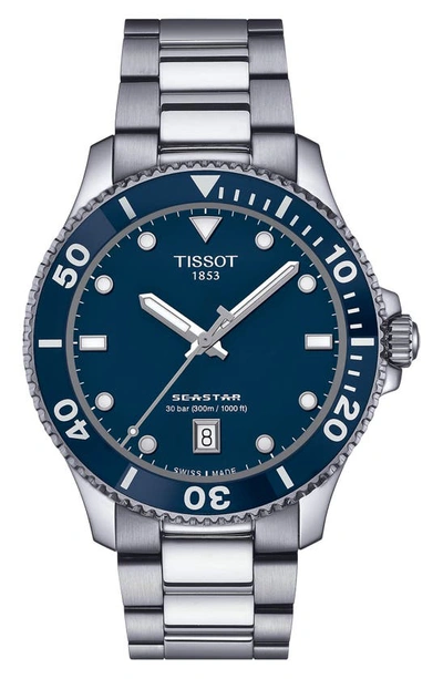 Tissot Seastar 1000 Watch, 40mm In Blue/silver