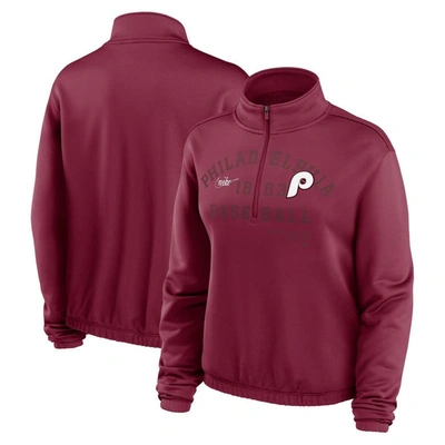Nike Burgundy Philadelphia Phillies Rewind Splice Half-zip Sweatshirt