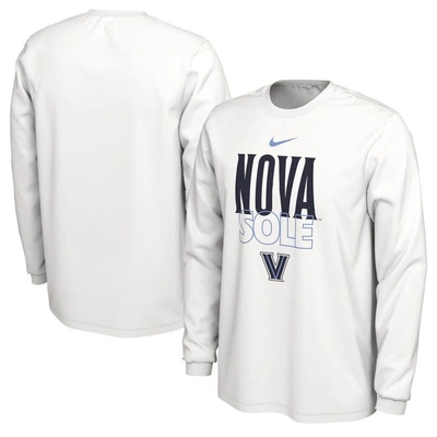 Nike White Villanova Wildcats 2023 On Court Bench Long Sleeve T-shirt