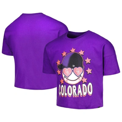 New Era Kids' Girls Youth  Purple Colourado Rockies Team Half Sleeve T-shirt