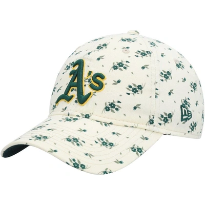 New Era Cream Oakland Athletics Chrome Bloom 9twenty Adjustable Hat