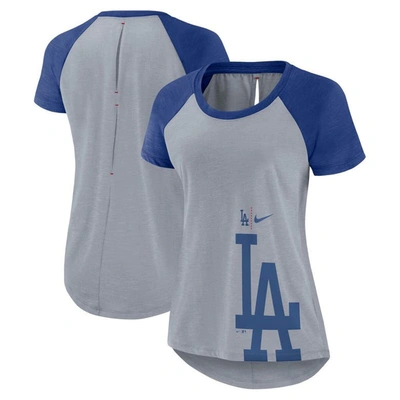 Nike Heather Gray Los Angeles Dodgers Summer Breeze Raglan Fashion T-shirt