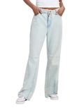 Good American Good '90s Straight Leg Drawstring Jeans In Indigo398