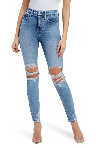 Good American Good Legs Ripped High Waist Skinny Jeans In Indigo013