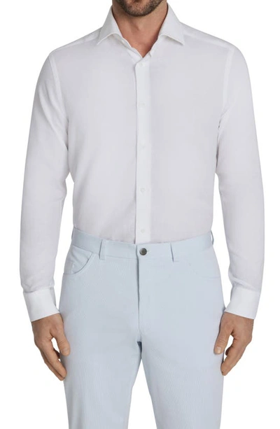 Jack Victor Clandeboye Contemporary Fit Solid Linen & Cotton Button-up Shirt In White