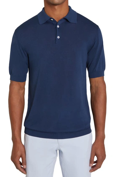Jack Victor Tupper Organic Cotton & Silk Polo In Navy