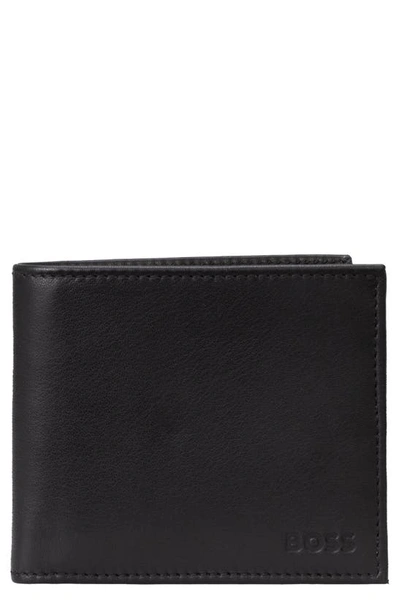 Hugo Boss Crew Leather Bifold Wallet In Black