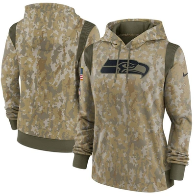 Nike Olive Seattle Seahawks 2021 Salute To Service Therma Performance Pullover Hoodie