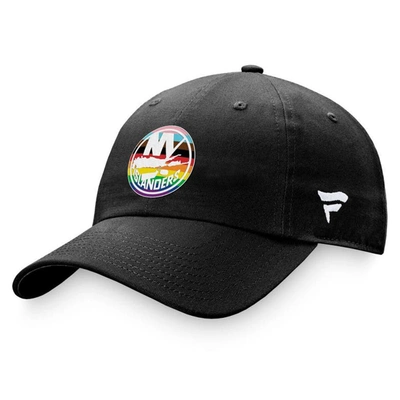 Fanatics Branded Black New York Islanders Team Logo Pride Adjustable Hat