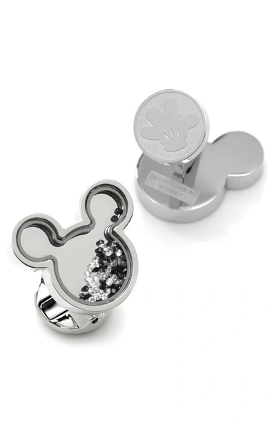 Cufflinks, Inc X Disney Mickey Silhouette Floating Crystals Cuff Links In Black