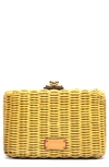 Frances Valentine Paige Wicker Clutch In Canary Yellow
