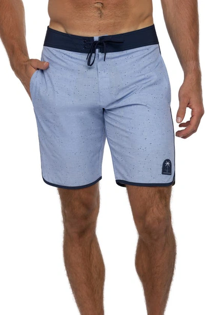 Travismathew Yucatan Scallop Swim Trunks In Heather Bel Air Blue