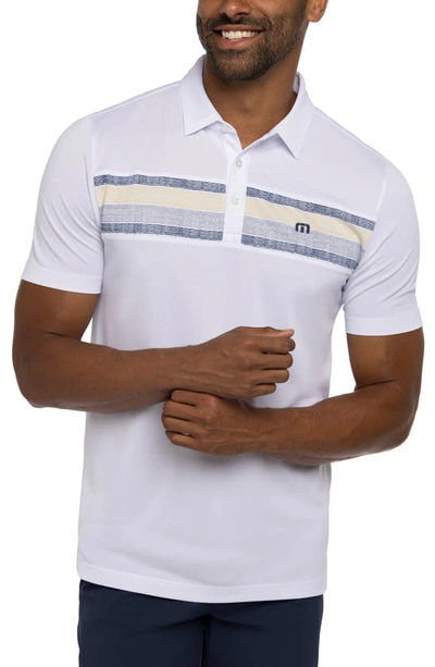 Travismathew Los Cabos Stripe Performance Polo In White