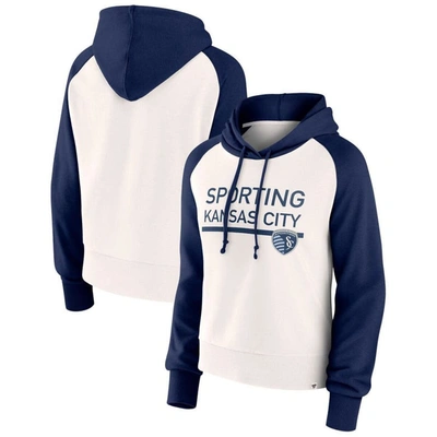 Fanatics Branded White Sporting Kansas City Free Kick Fleece Raglan Pullover Hoodie