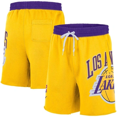 Nike Gold Los Angeles Lakers 75th Anniversary Courtside Fleece Shorts