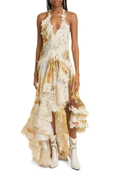 Zimmermann Luminosity Splice Lace Linen-silk Dress In Floral