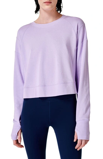 Sweaty Betty After Class Crop Sweatshirt In Prism Purple