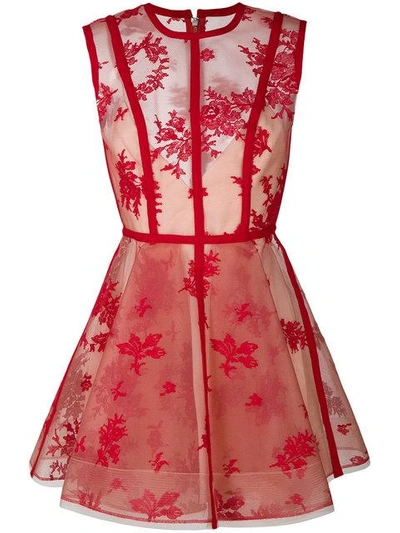 Alex Perry Structured Sheer Dress In Red
